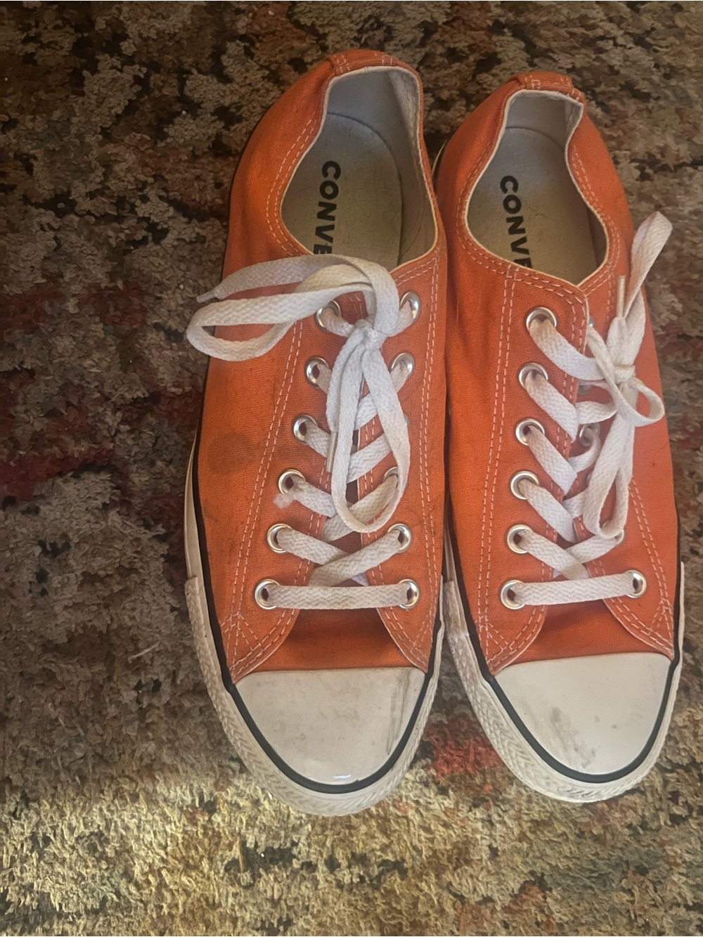 Converse Low Top Canvas Sneakers in Orange with White Laces
